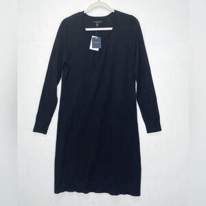 Land’s End 100% Merino Wool Scoop Neck Sweater Dress Black NEW Size Medium 10-12